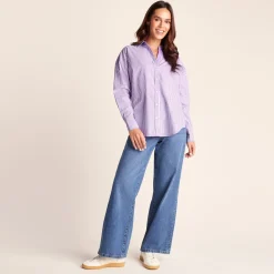 Sofia Womens Long Sleeve Oversized Shirt - Lilac Blossom