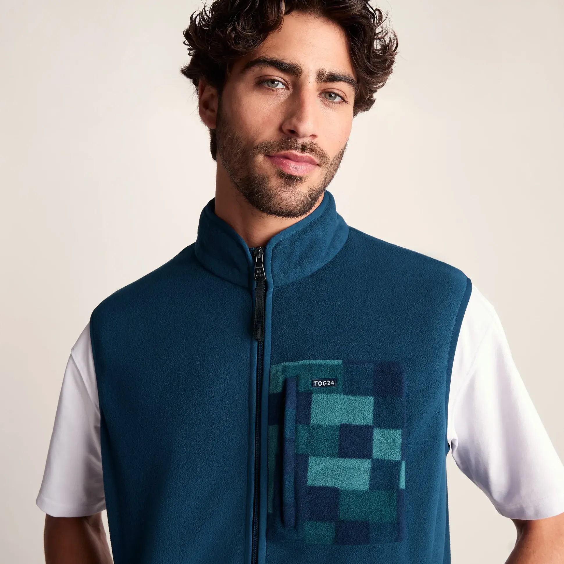 Stark Mens Relaxed Fit Microfleece Gilet - Inky Blue