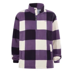 Stones Womens Checkerboard Half Zip Fleece Pullover - Smokey Purple Gingham