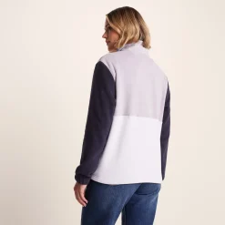 Symes Womens Relaxed Fit 1/2 Neck Microfleece Pullover - Lavender Grey/Oxford Blue