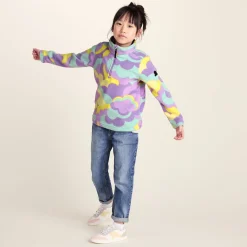 Toffolo Kids Zipneck Fleece - Lilac Cloud Print