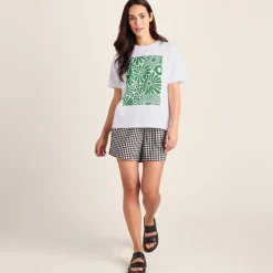 Trissy Womens Premium Supersoft Relaxed Fit T-Shirt - Optic White/Green