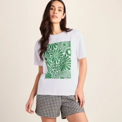 Trissy Womens Premium Supersoft Relaxed Fit T-Shirt - Optic White/Green
