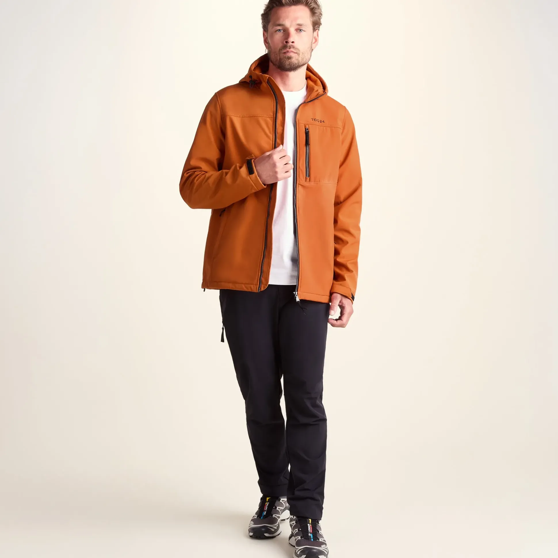 Truro Mens Hooded Softshell Jacket - Dark Orange