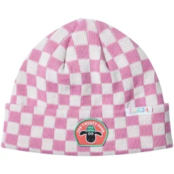 Uda Kids Shaun the Sheep Knit Hat - Pink White Checkerboard