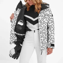 Vermont Womens Ski Jacket - Black/Optic White Outline Star