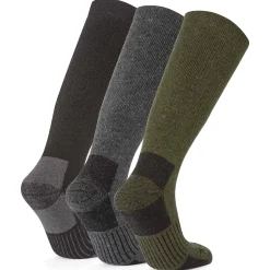 Villach 3 Pack Mens Trek Socks - Dark Grey Marl/Khaki/Black