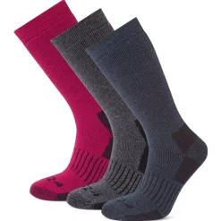 Villach 3 Pack Womens Trek Socks - Dark Grey Marl/Cerise/Dark Indigo