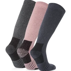 Villach 3 Pack Womens Trek Socks - Dark Grey Marl/Faded Pink/Washed Blue